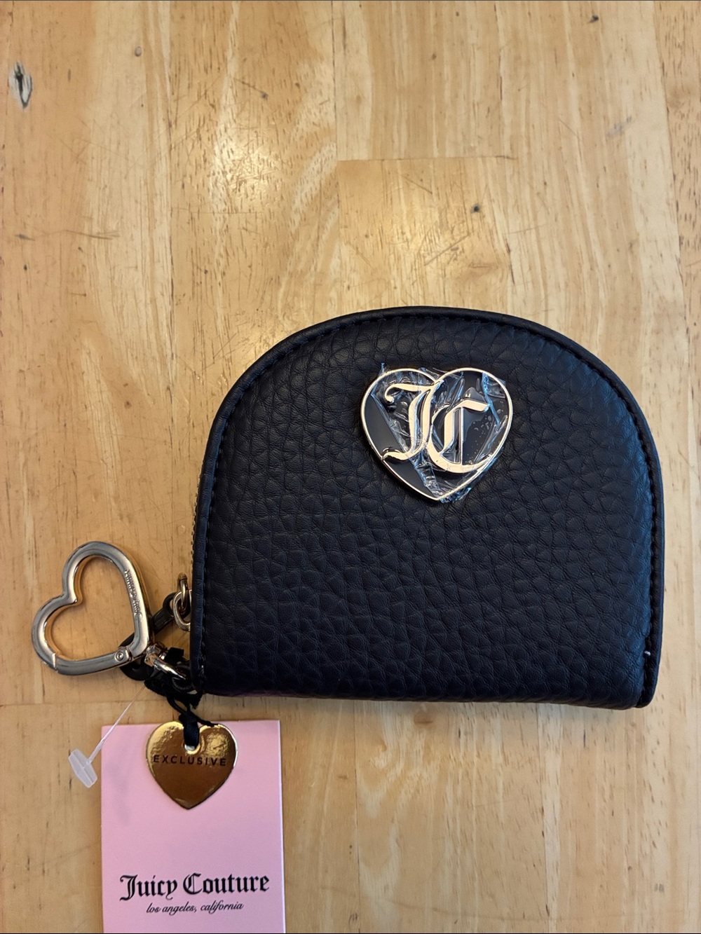 Juicy Couture brown Textured zip around w Gold Heart Bagcharm Keyring & mirror